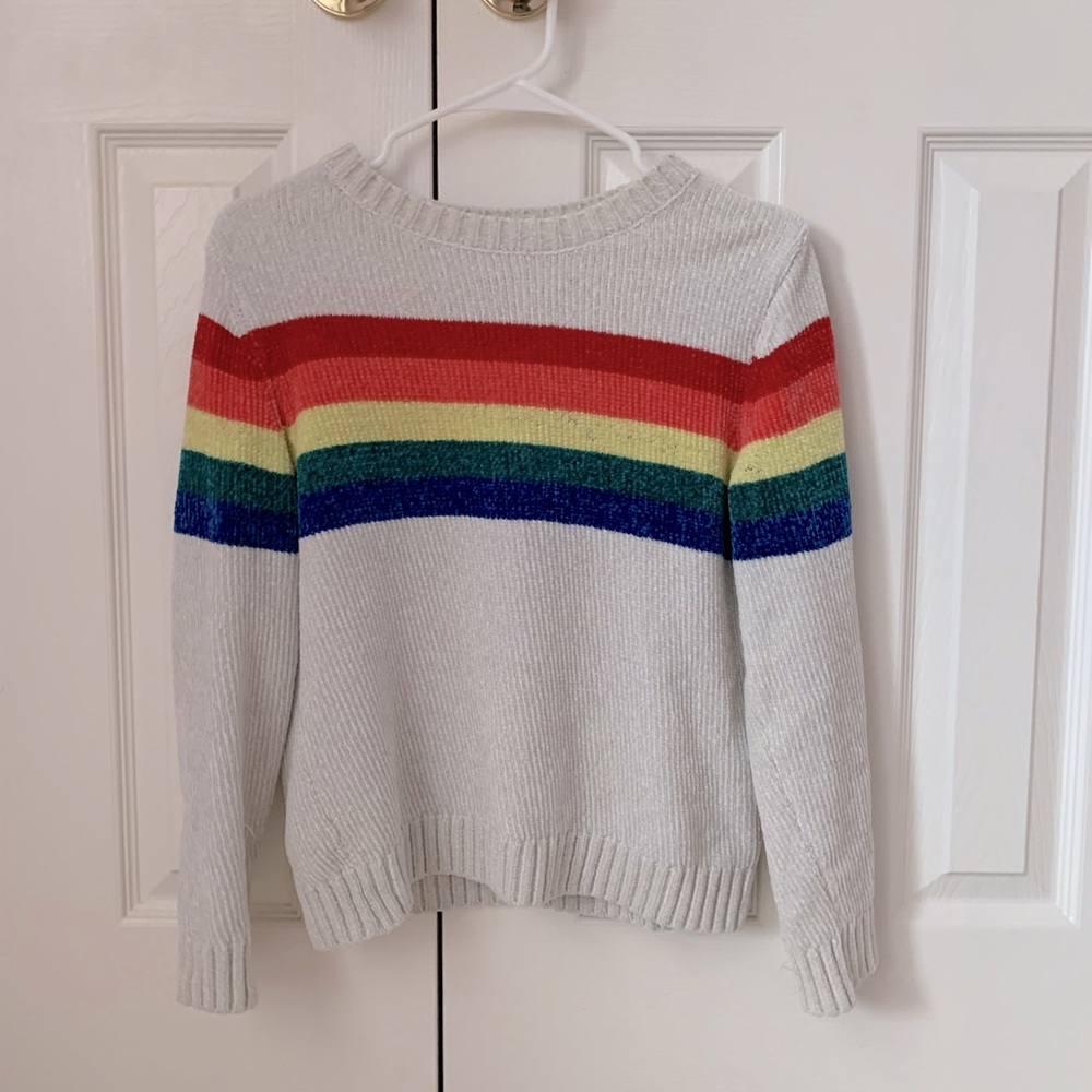 White rainbow sweater